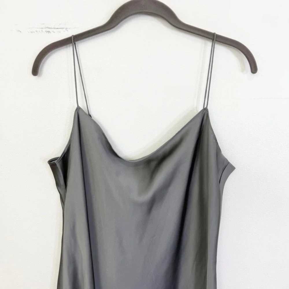 J.Crew Gwyneth Slip Dress Vintage Dove Gray Satin Size 12